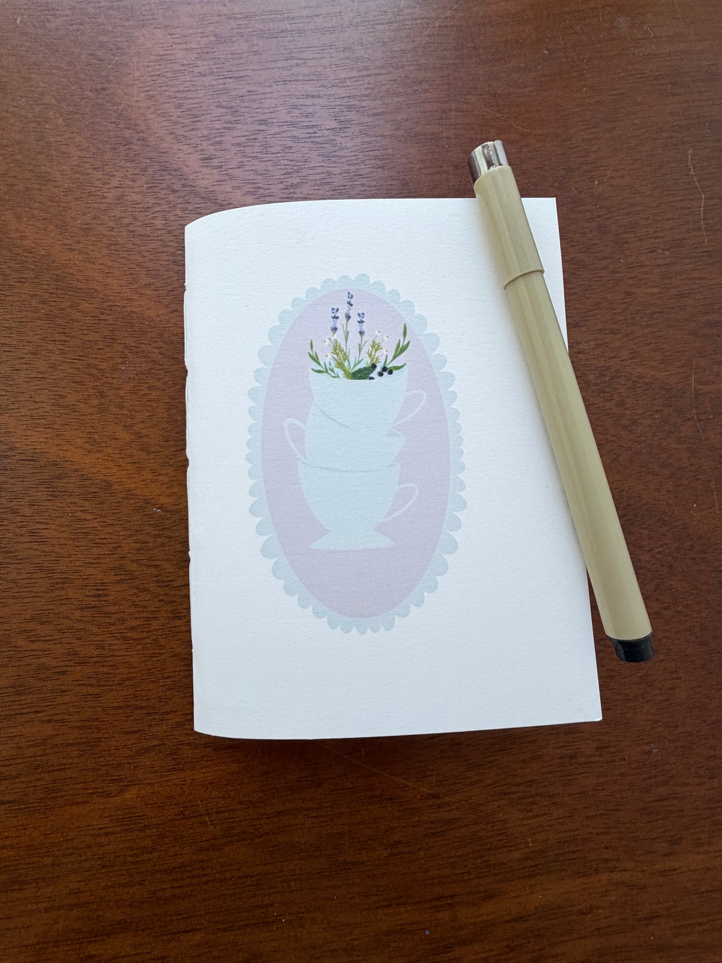 Hand Stitched Journal with Stacked Mugs