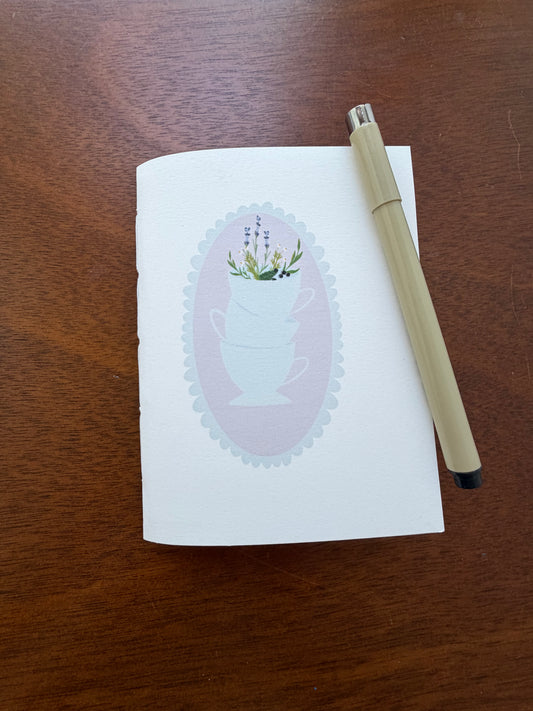 Hand Stitched Journal with Stacked Mugs