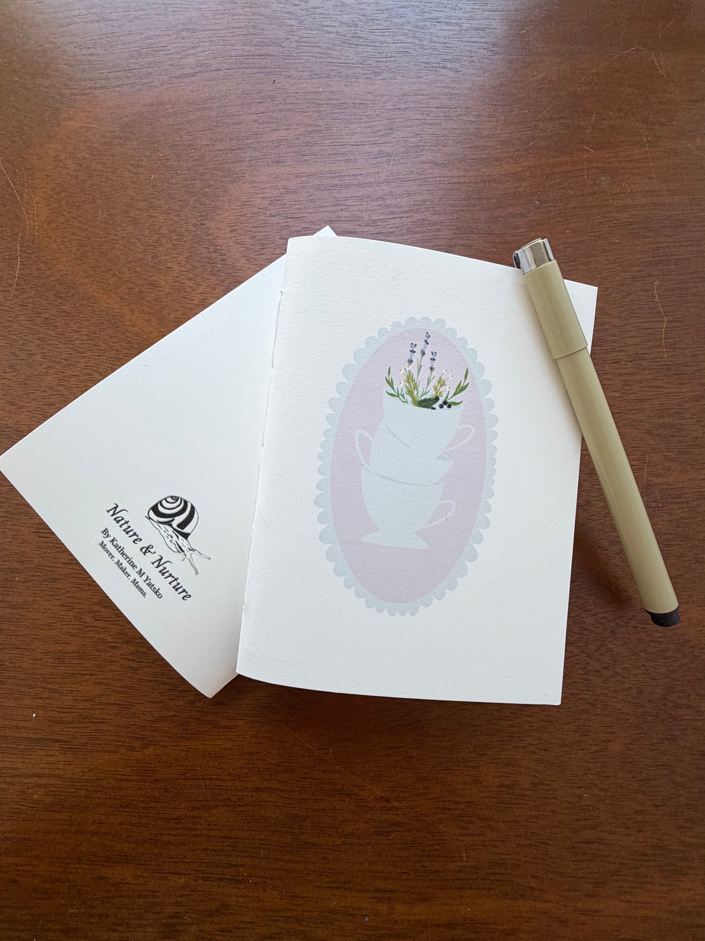 Hand Stitched Journal with Stacked Mugs